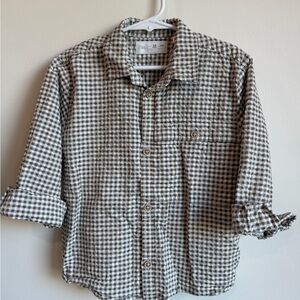 Zara Kids Grey, Brown and White Gingham Shirt Button Up Shirt